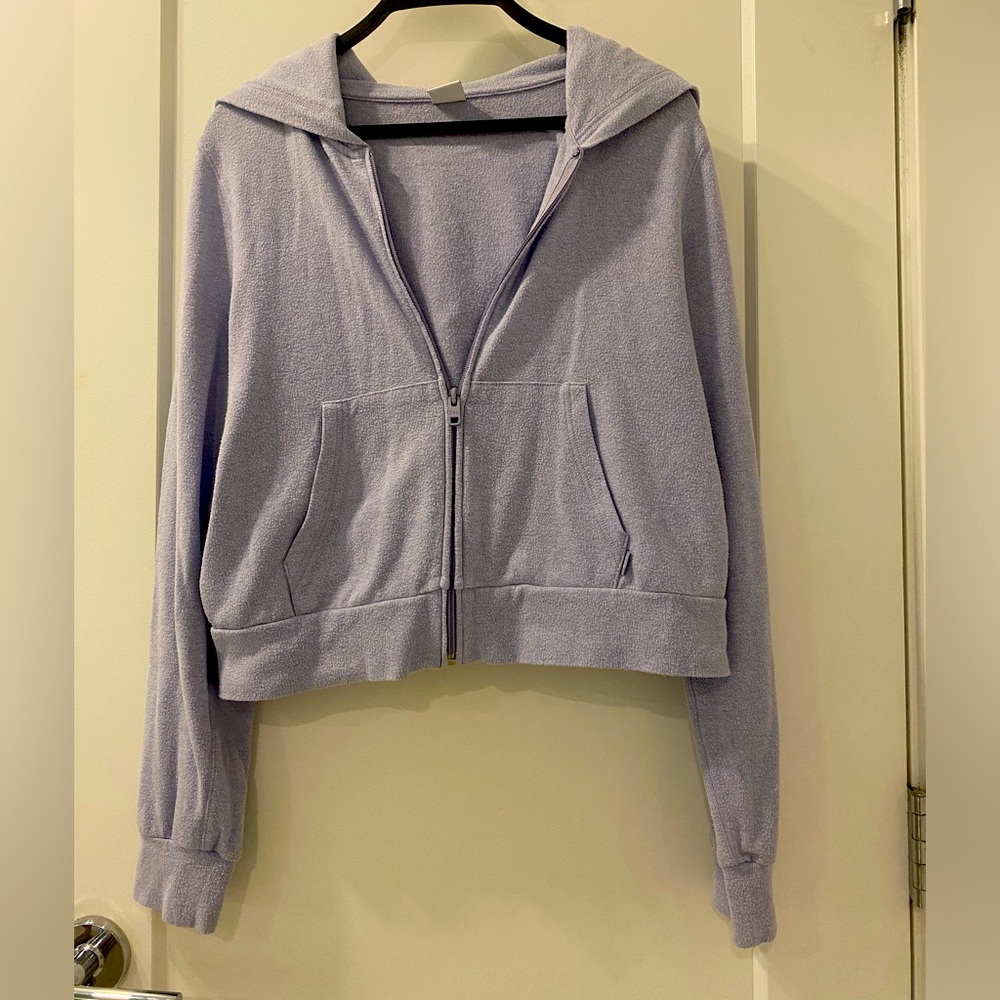 TNA lilac cropped zip up hoodie
